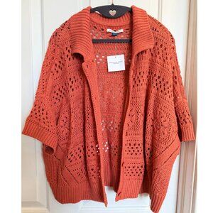 American Eagle NWT Coral Crochet Knit Cardigan XL Boho Cotton Sweater